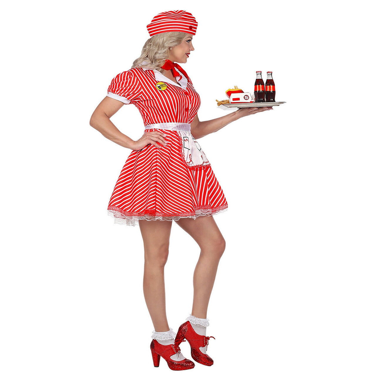 Op deze afbeelding zie je een Kostuums, van het merk Widmann. Serveester Amerikaanse Diner Vrouw Kostuum