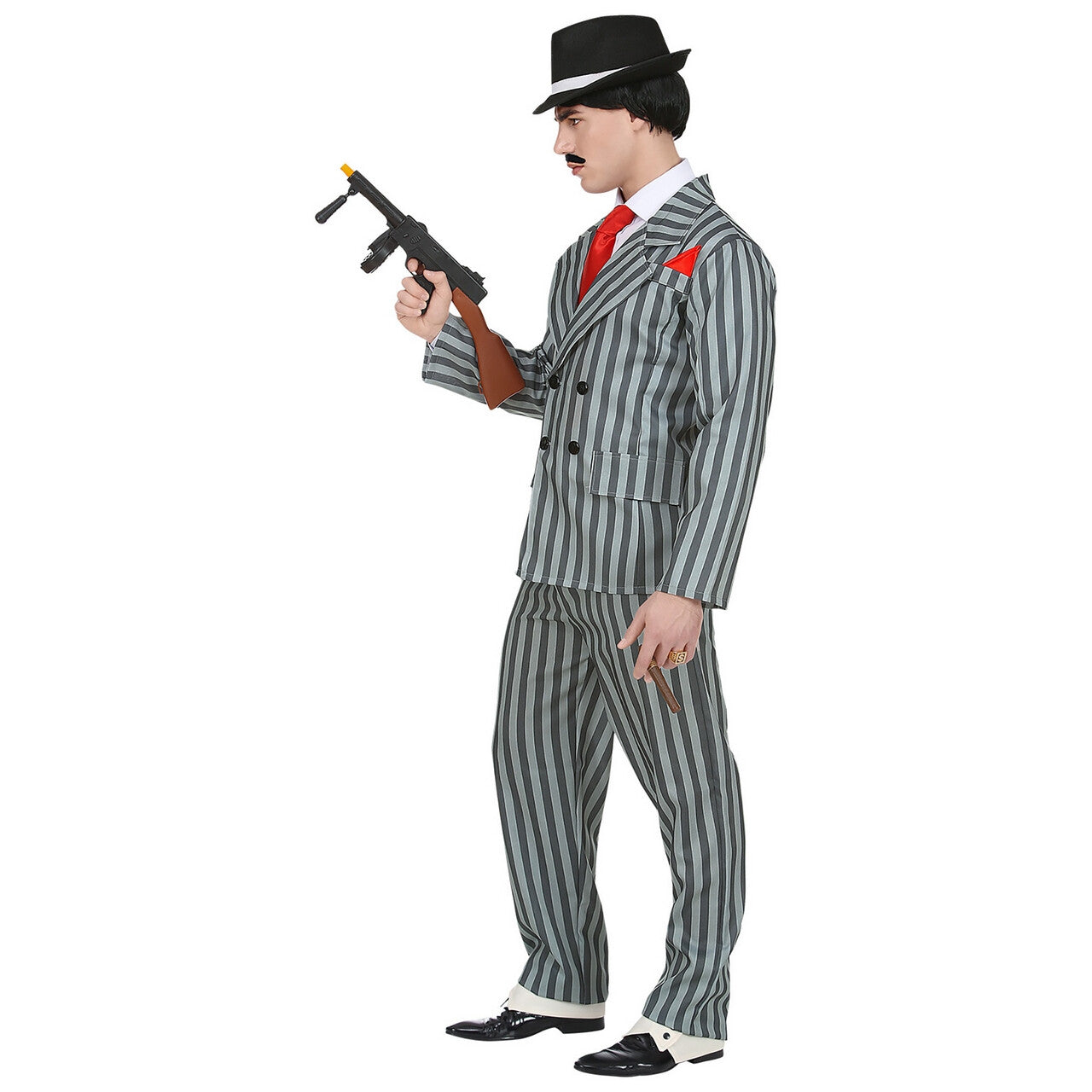 Op deze afbeelding zie je een Kostuums, van het merk Widmann. Originele Krijtstreep Gangster Man Kostuum