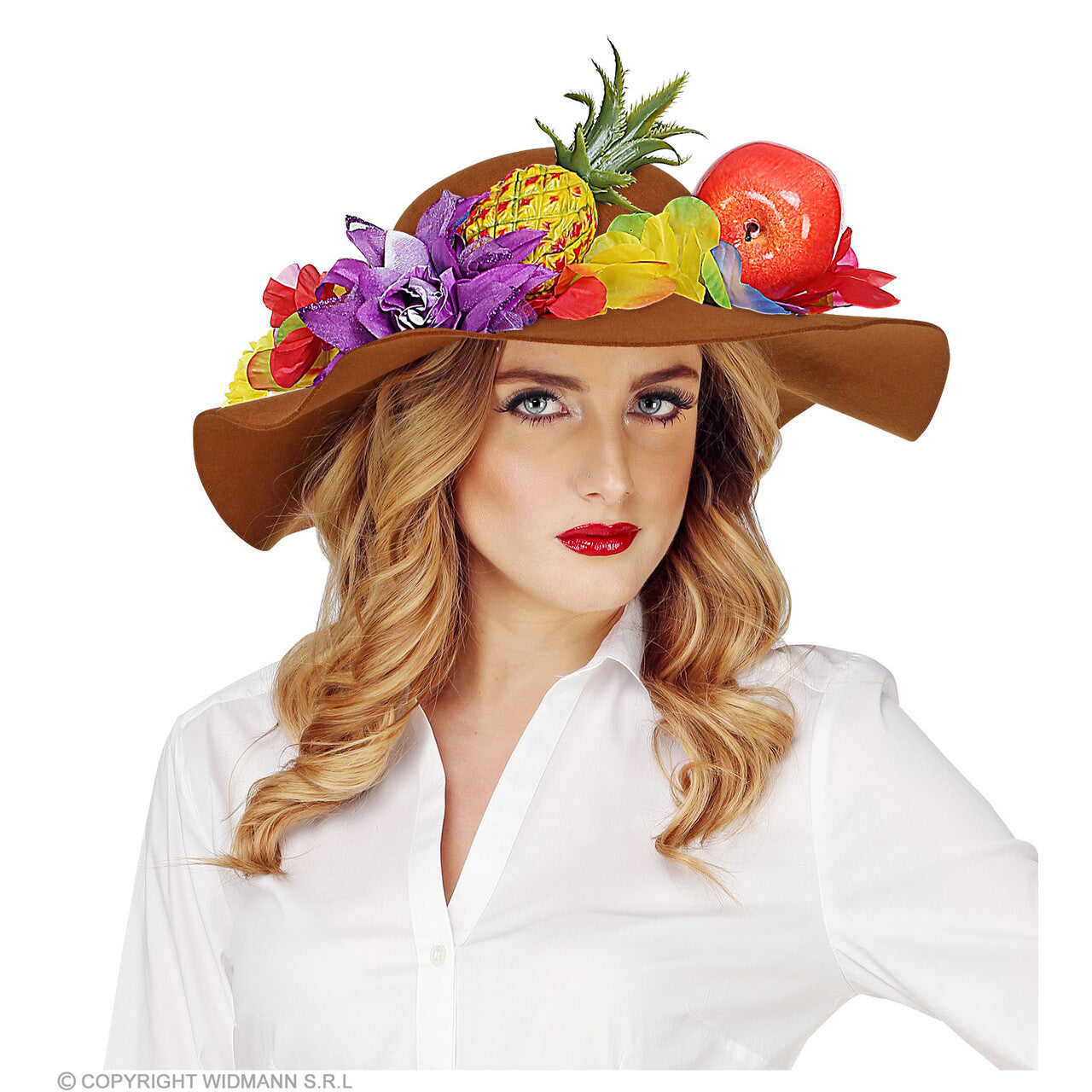 Op deze afbeelding zie je een Accessoires, van het merk Widmann. Bruine Hippie Hoed Brede Rand