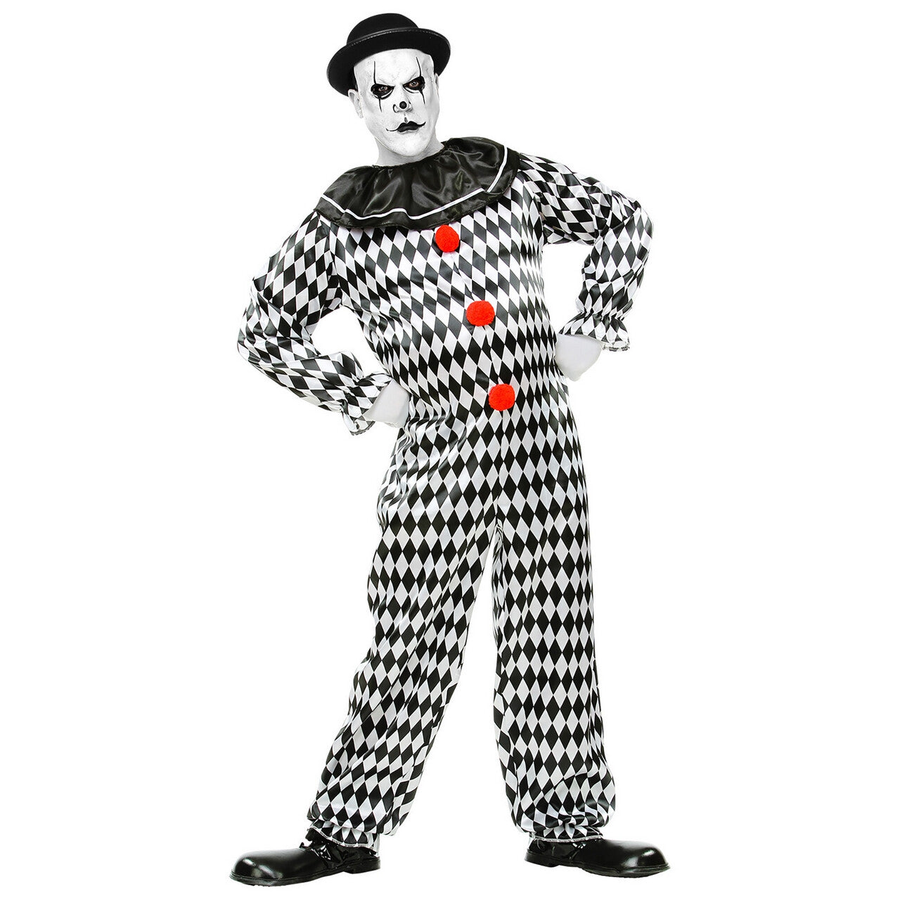 Op deze afbeelding zie je een Kostuums, van het merk Widmann. Knettergekke Harlekijn Nar Man Kostuum