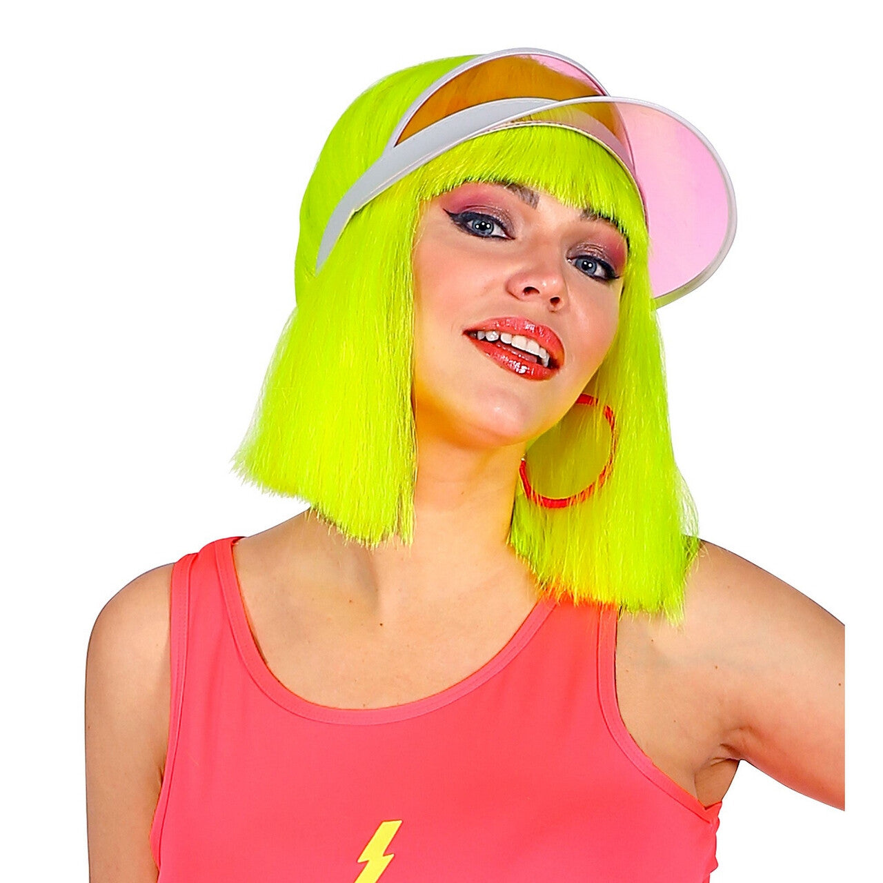 Op deze afbeelding zie je een Accessoires, van het merk Widmann. Zonneklep Jaren 80 Roze