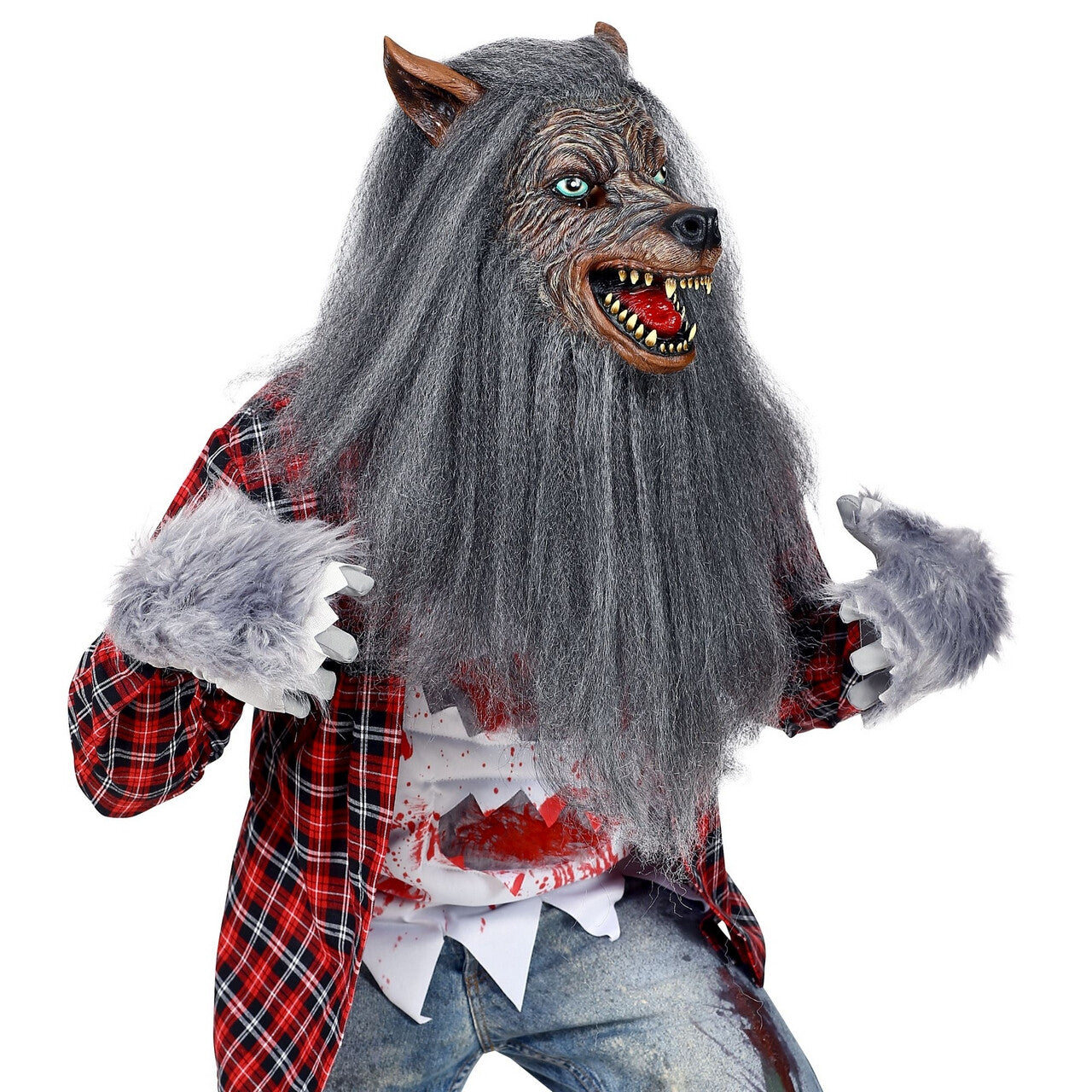 Op deze afbeelding zie je een Accessoires, van het merk Widmann. Masker Weerwolf Met Lange Wilde Vacht