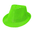Neon-Grüner Fedora-Hut Mit Pailletten