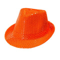 Neon-Orange Pailletten-Fedora