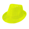 Neon Gele Fedora Hoed Met Pailletten