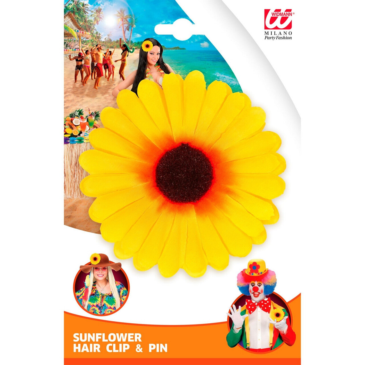 Op deze afbeelding zie je een Accessoires, van het merk Widmann. Haarclip En Speld Zonnebloem