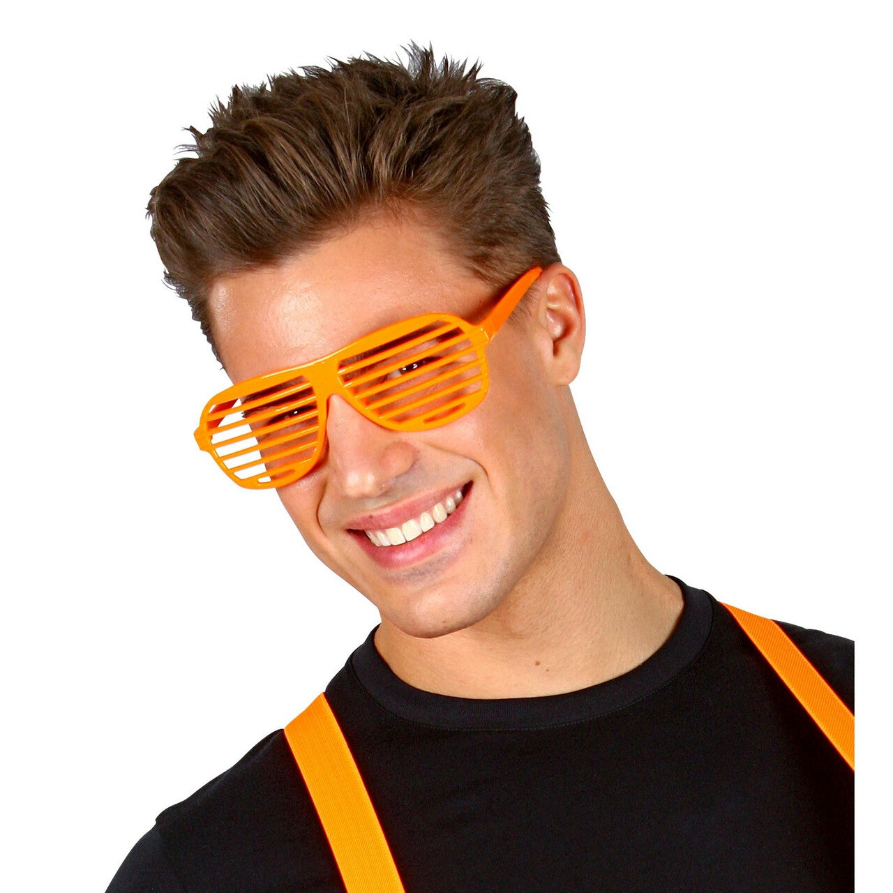 Op deze afbeelding zie je een Accessoires, van het merk Widmann. Tralie Bril Neon Oranje