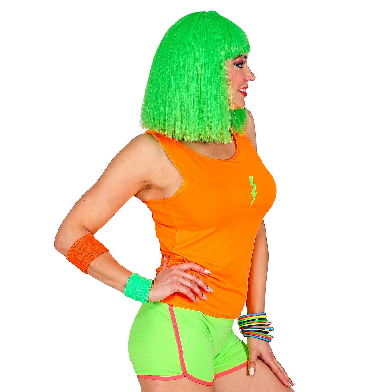 Op deze afbeelding zie je een Kostuums, van het merk Widmann. Tanktop Neon Oranje Vrouw
