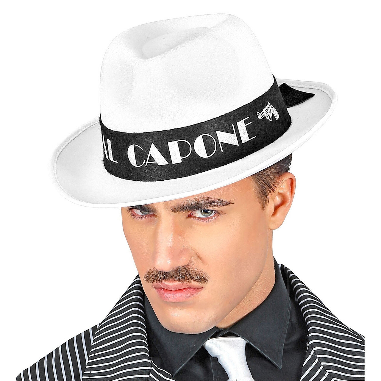 Op deze afbeelding zie je een Accessoires, van het merk Widmann. Gangster Hoed Wit Al Capone
