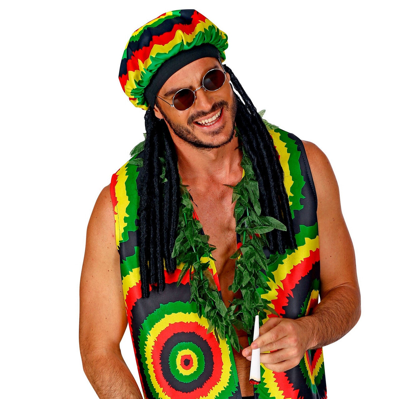 Op deze afbeelding zie je een Accessoires, van het merk Widmann. Rasta Muts Met Dreadlocks Ziggy