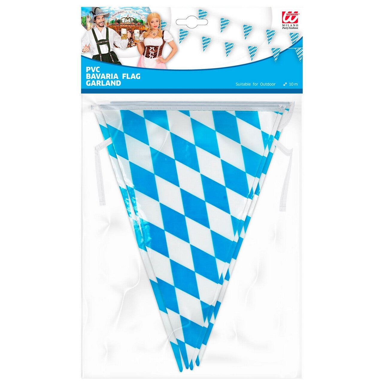 Op deze afbeelding zie je een Decoratie, van het merk Widmann. Beierse Vlaggenlijn Oktoberfest 10 Meter