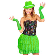 Op deze afbeelding zie je een Kostuums, van het merk Widmann. Neon Groene Kanten Disco Rok Vrouw