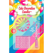 Op deze afbeelding zie je een Decoratie, van het merk Widmann. 12 Roze Kaarsjes Met Houder En Happy Birthday Muziek