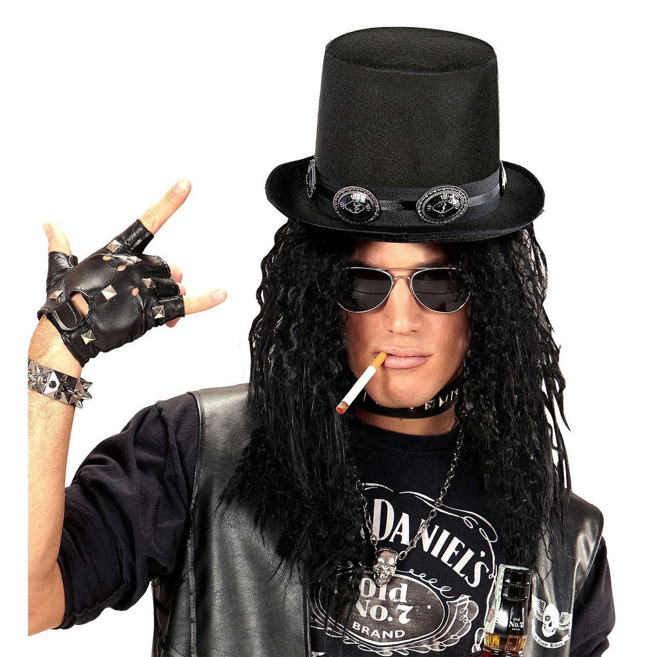 Op deze afbeelding zie je een Accessoires, van het merk Widmann. Hoge Hoed Rockster Slash