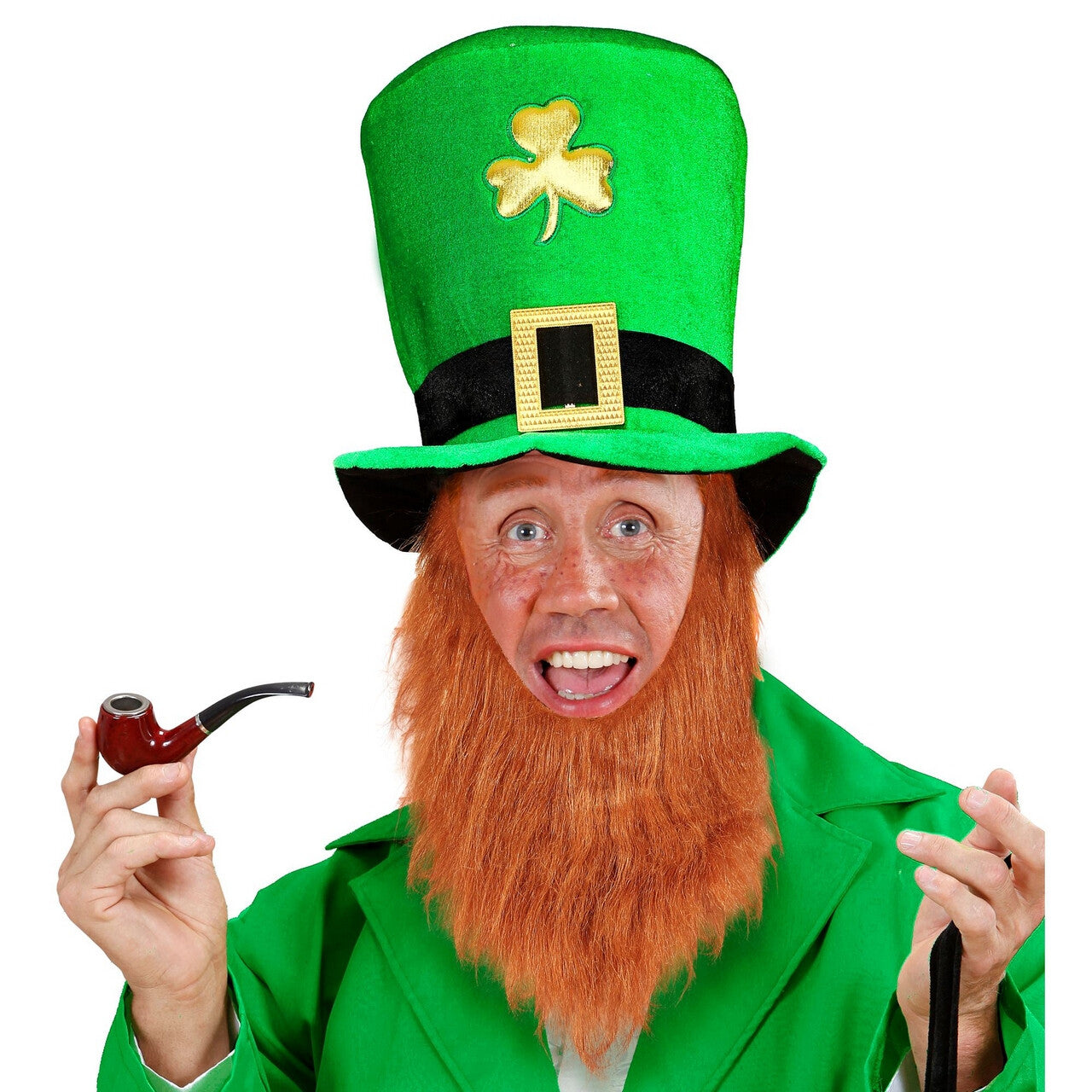 Op deze afbeelding zie je een Accessoires, van het merk Widmann. Hoge Hoed St. Patricks Day Leprechaun Kabouter Met Baard