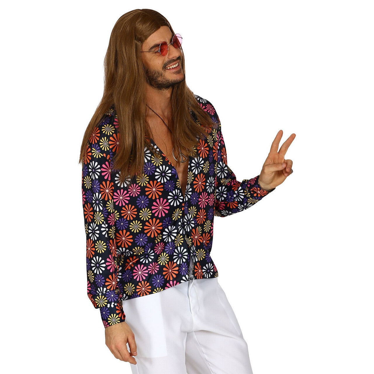 Op deze afbeelding zie je een Kostuums, van het merk Widmann. Shirt Vol Madeliefjes Hippie Man