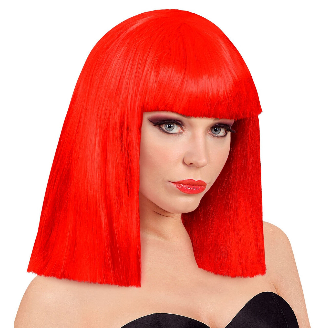 Op deze afbeelding zie je een Accessoires, van het merk Widmann. Pruik Showgirl Steil Haar Rood