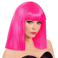 Perruque Showgirl Cheveux Lisses Néon Rose