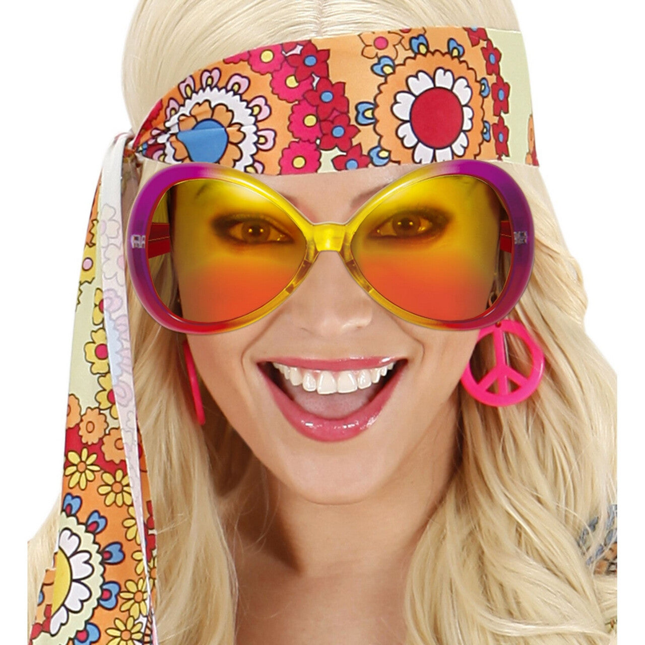 Op deze afbeelding zie je een Accessoires, van het merk Widmann. Bril Sugarbabe Roze Geel