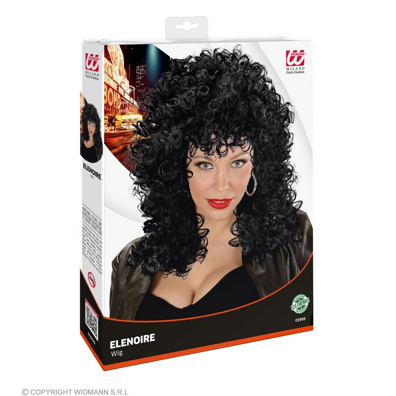 Op deze afbeelding zie je een Accessoires, van het merk Widmann. Rock Chick Jaren 80 Pruik Zwart Slashy Sassy