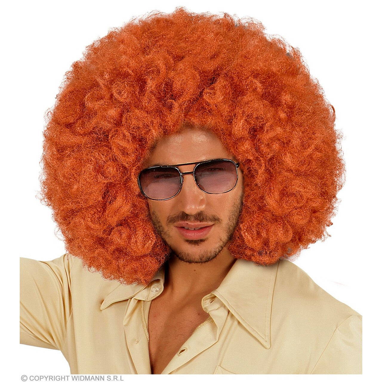 Op deze afbeelding zie je een Accessoires, van het merk Widmann. Mega Grote Afro Pruik Koper Rood Oboema