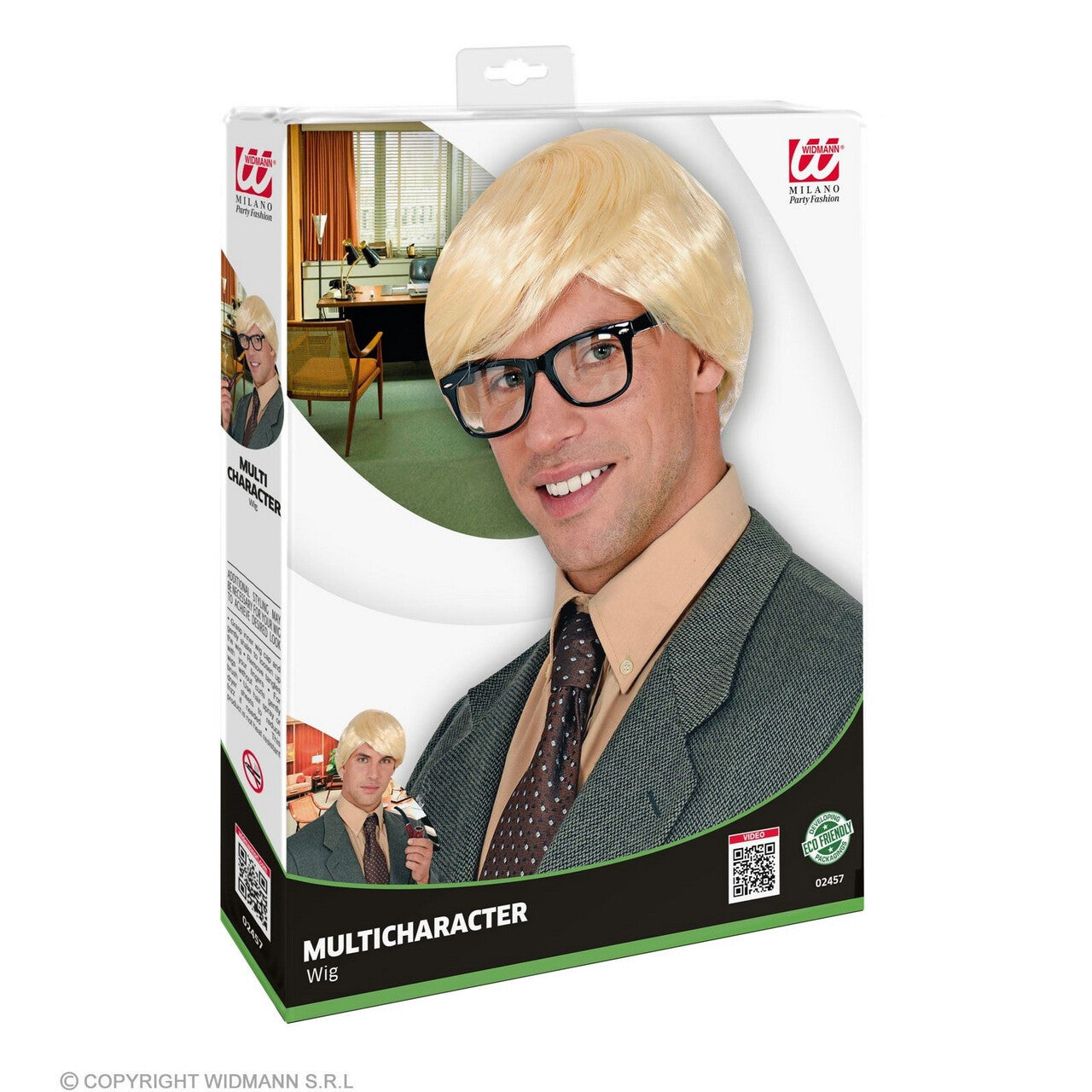 Op deze afbeelding zie je een Accessoires, van het merk Widmann. Jaren 60 Pruik Donkerblond Hendrik