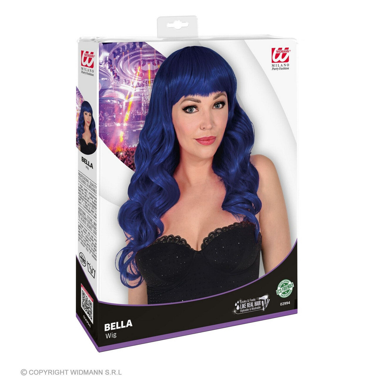 Op deze afbeelding zie je een Accessoires, van het merk Widmann. Pruik Bella Von Gothica, Blauw
