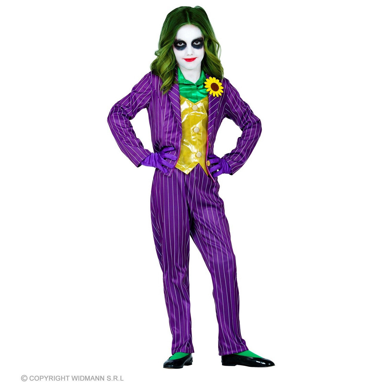 Op deze afbeelding zie je een Kostuums, van het merk Widmann. Plagerige Joker Joke Meisje Kostuum