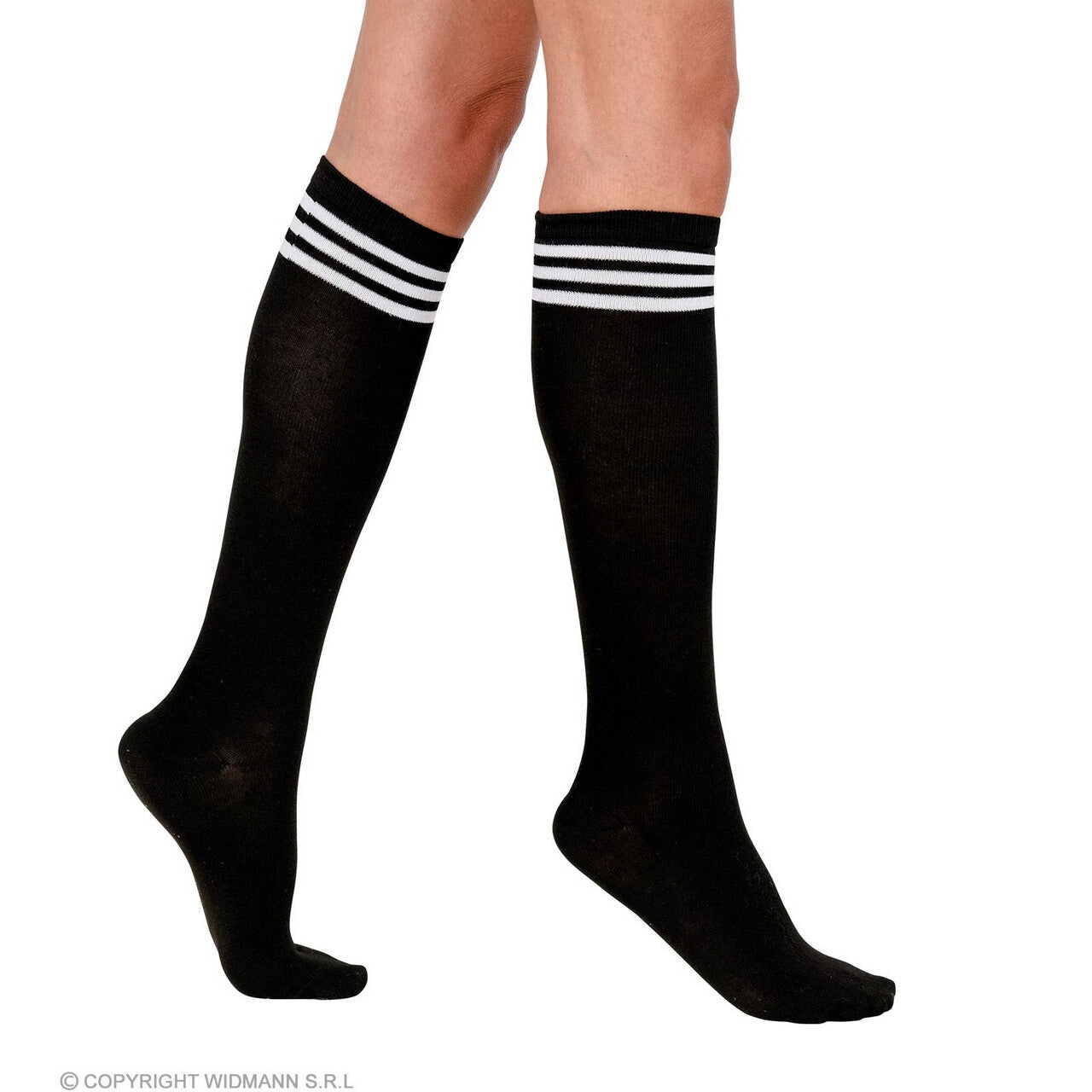Op deze afbeelding zie je een Accessoires, van het merk Widmann. Scheidsrechter Sokken Lang Zwart