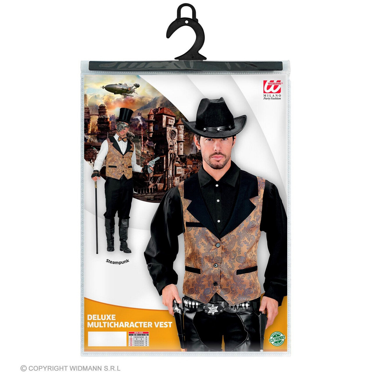 Op deze afbeelding zie je een Kostuums, van het merk Widmann. Steampunk Western Vintage Gilet Man