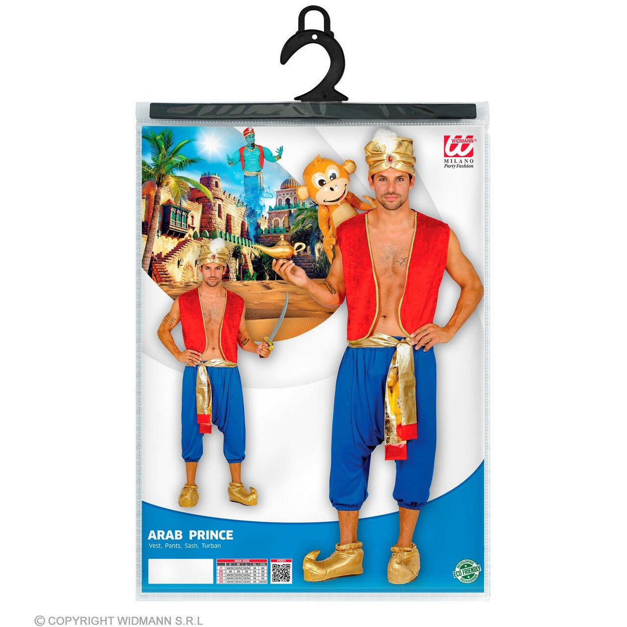 Op deze afbeelding zie je een Kostuums, van het merk Widmann. Aladdin Prins Van Agrabah Man Kostuum