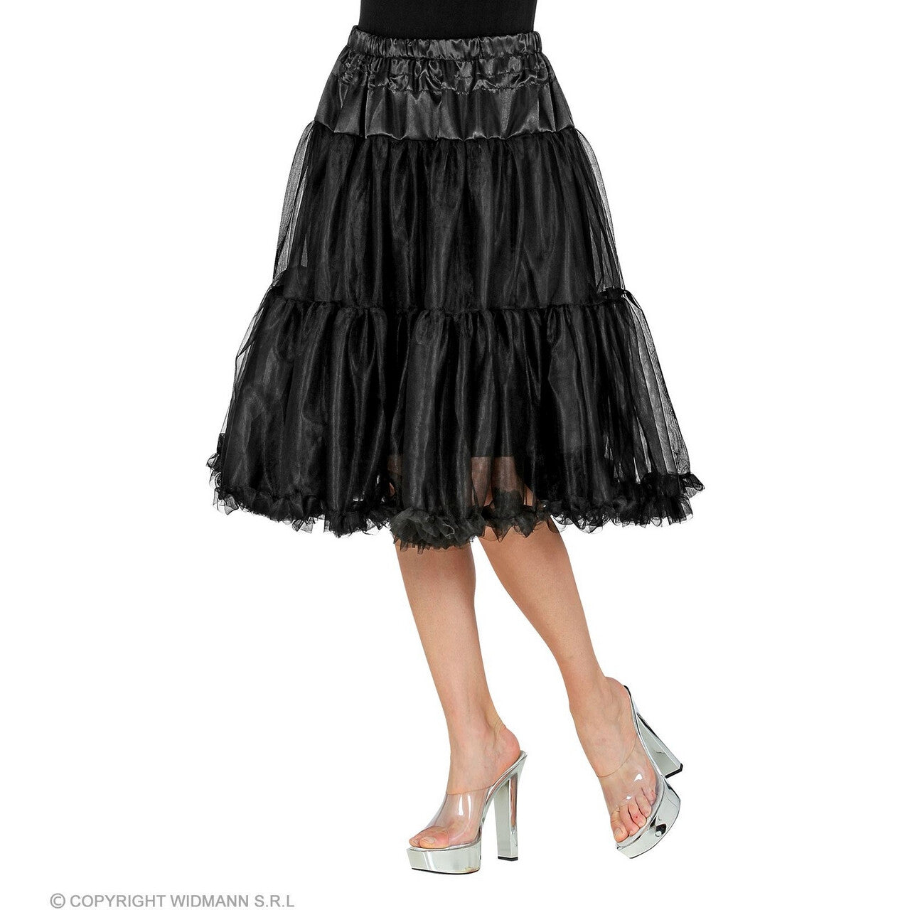 Op deze afbeelding zie je een Kostuums, van het merk Widmann. Knielange Tulle Rok Petticoat 65 Centimeter, Zwart Vrouw