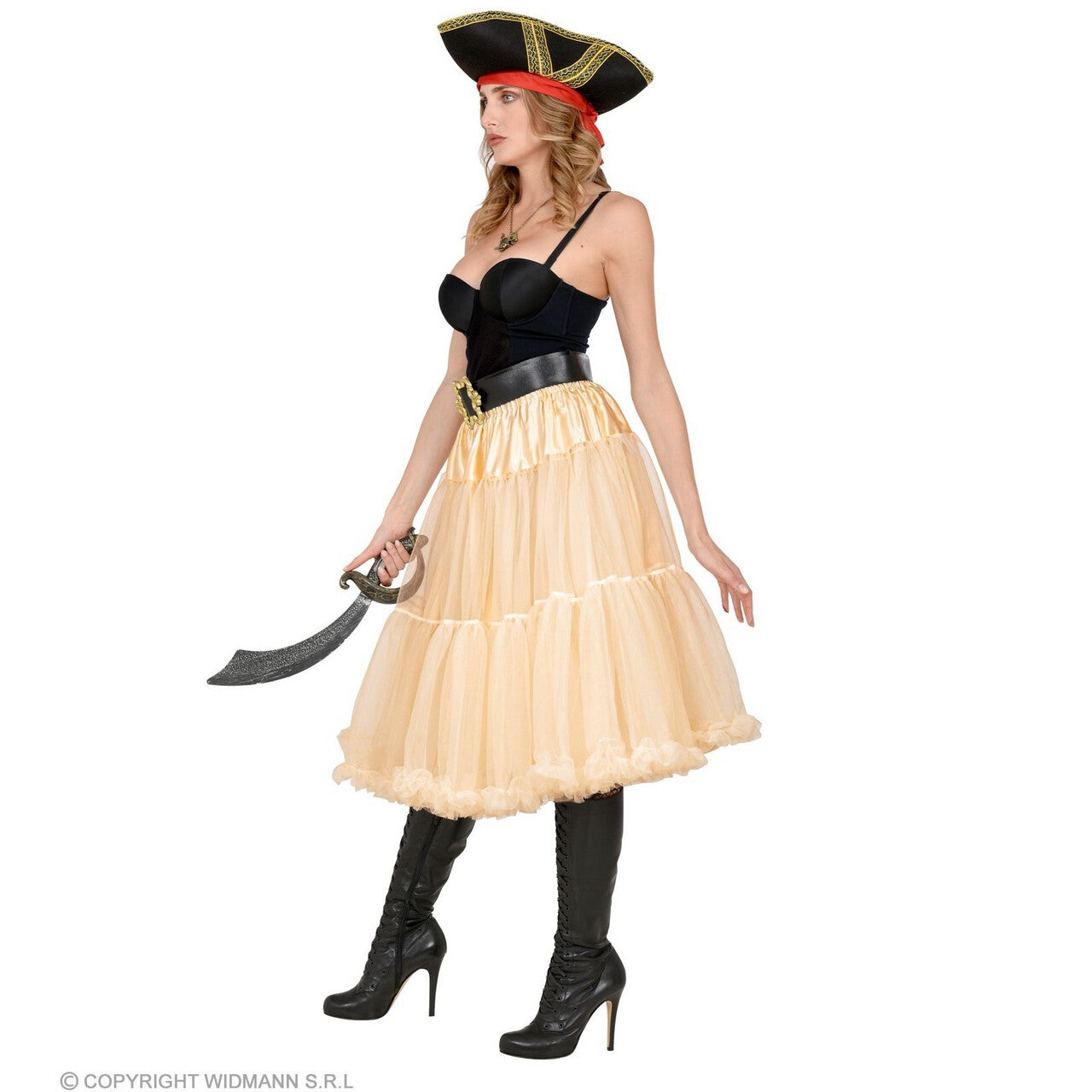 Op deze afbeelding zie je een Kostuums, van het merk Widmann. Knielange Tulle Rok Petticoat 65 Centimeter, Creme Wit Vrouw