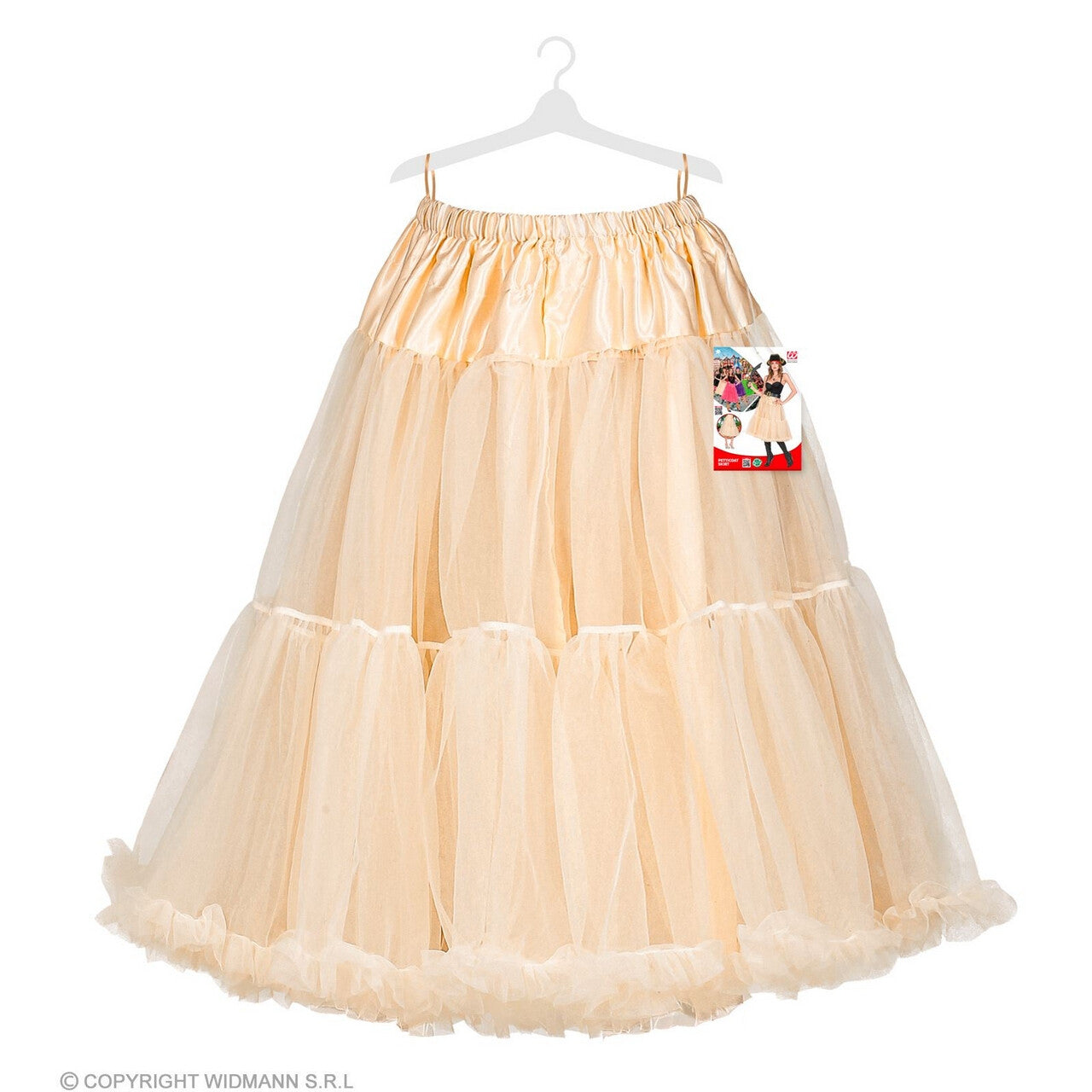Op deze afbeelding zie je een Kostuums, van het merk Widmann. Knielange Tulle Rok Petticoat 65 Centimeter, Creme Wit Vrouw