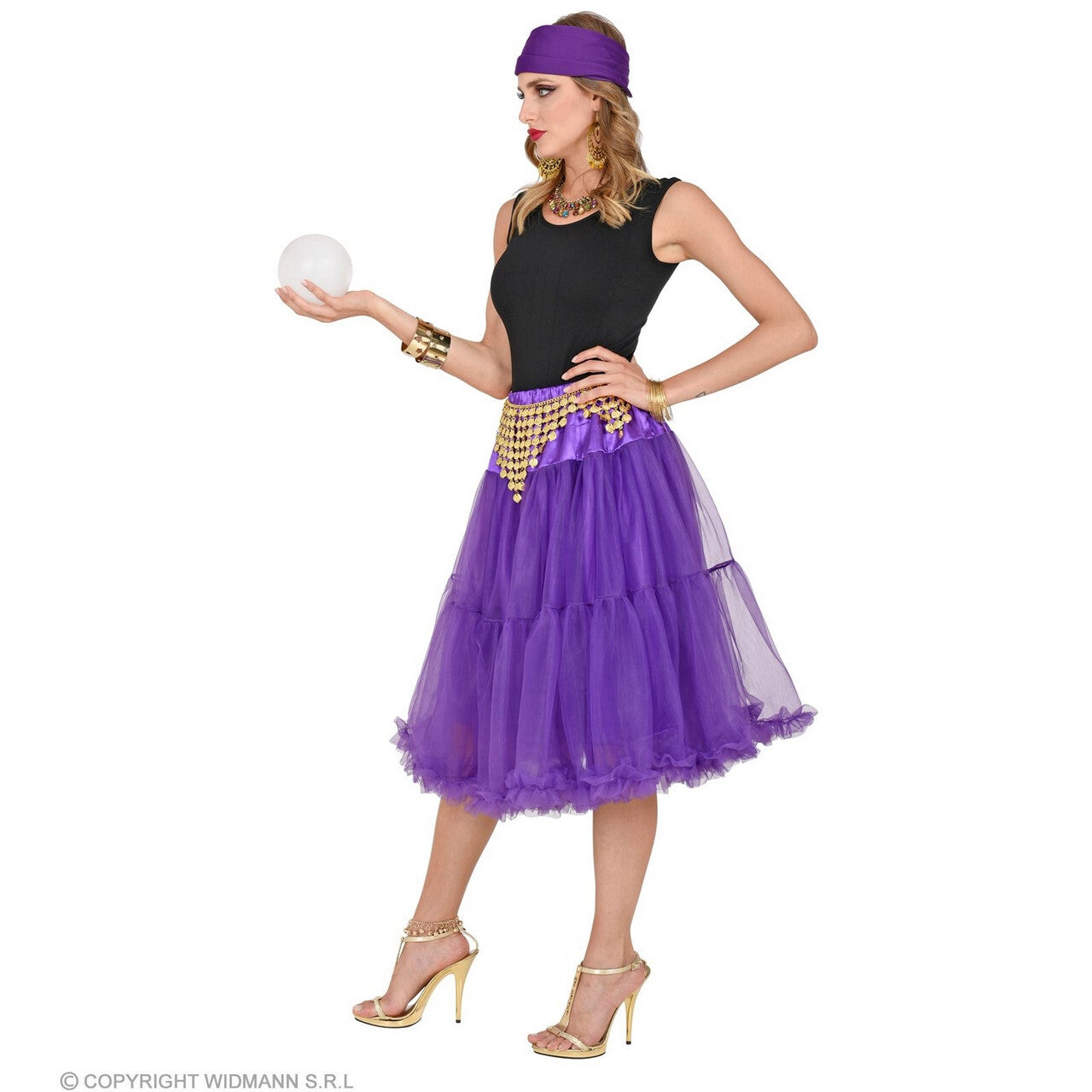 Op deze afbeelding zie je een Kostuums, van het merk Widmann. Knielange Tulle Rok Petticoat 65 Centimeter Paars Vrouw