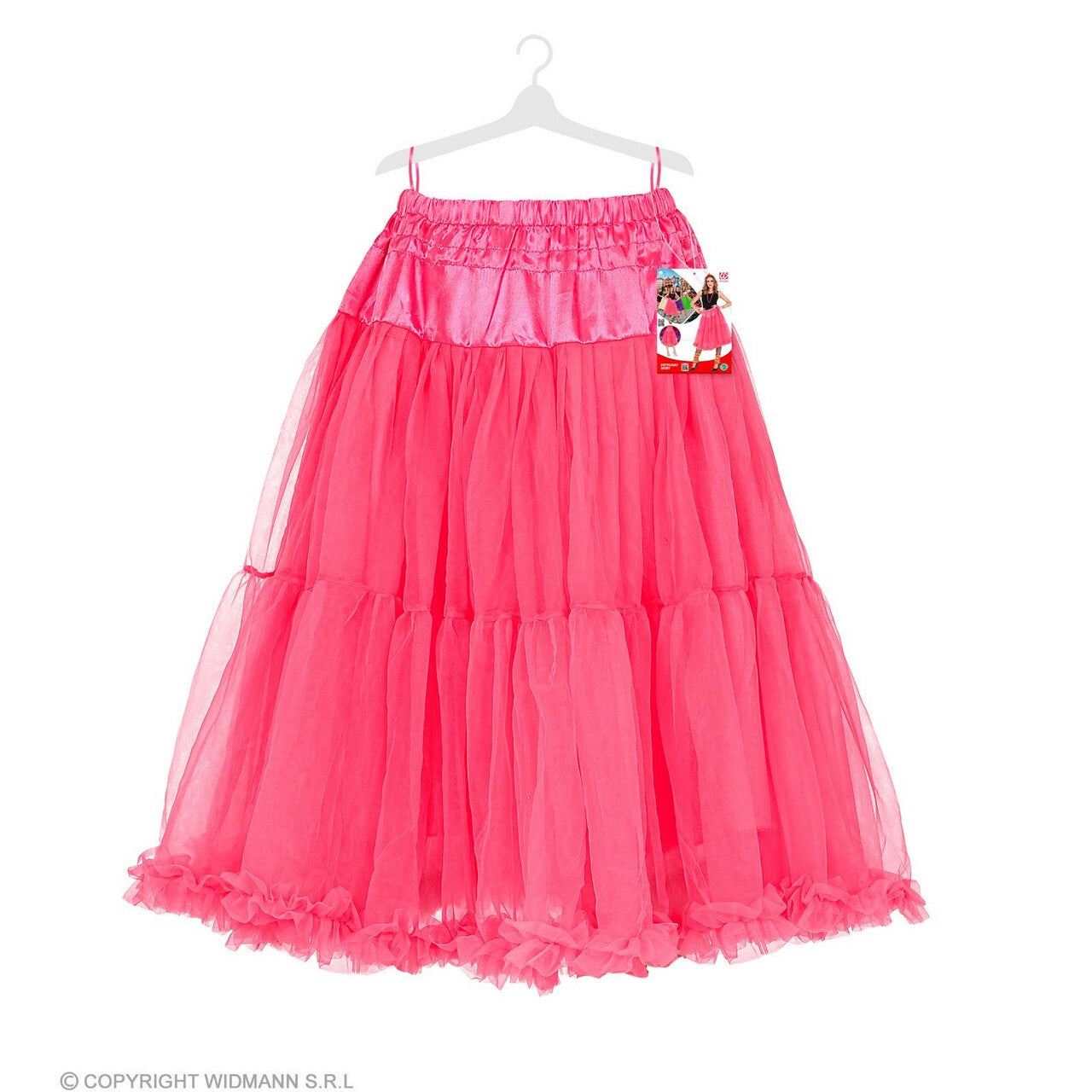 Op deze afbeelding zie je een Kostuums, van het merk Widmann. Knielange Tulle Rok Petticoat 65 Centimeter Roze Vrouw