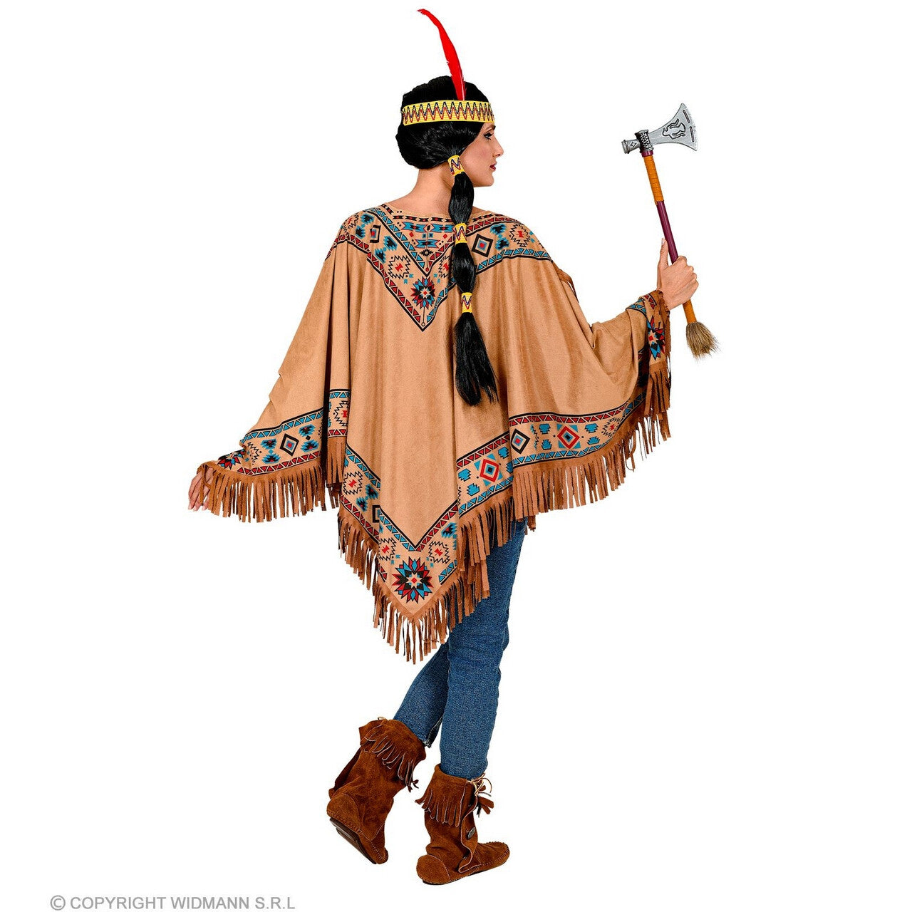 Op deze afbeelding zie je een Kostuums, van het merk Widmann. Traditionele Poncho Indiaan Met Franjes Kostuum