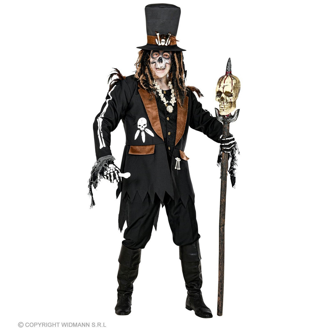 Op deze afbeelding zie je een Kostuums, van het merk Widmann. Zwarte Magie Houngan Voodoo Man Kostuum
