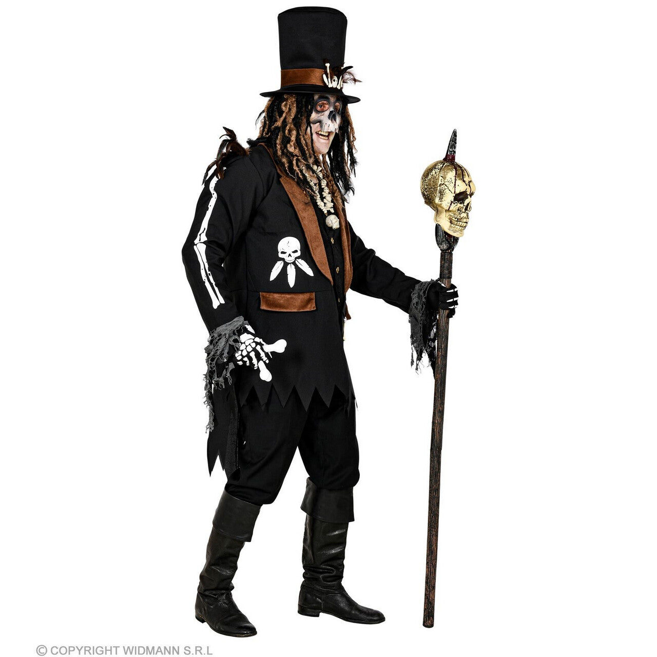 Op deze afbeelding zie je een Kostuums, van het merk Widmann. Zwarte Magie Houngan Voodoo Man Kostuum
