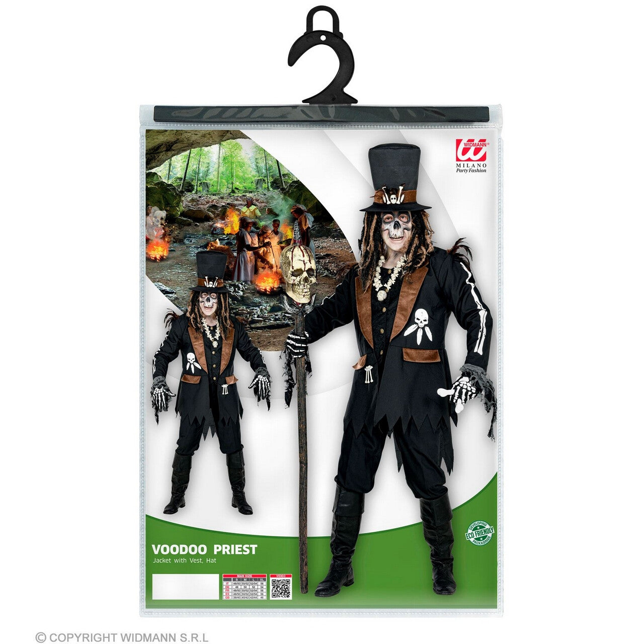 Op deze afbeelding zie je een Kostuums, van het merk Widmann. Zwarte Magie Houngan Voodoo Man Kostuum