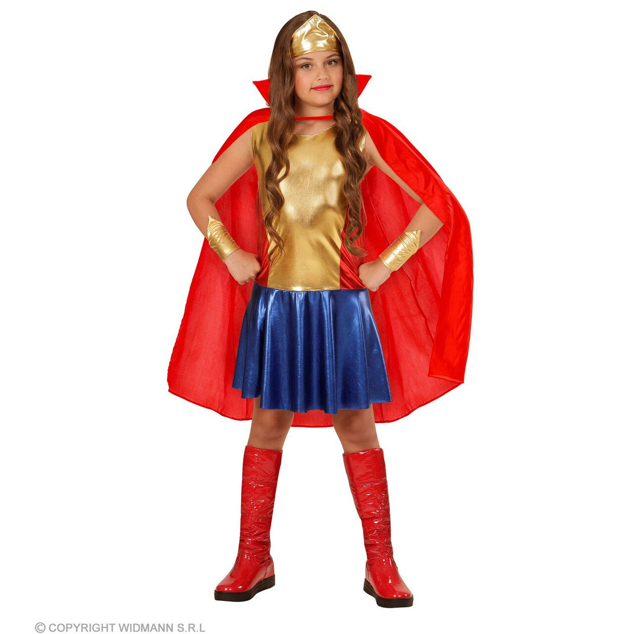 Op deze afbeelding zie je een Kostuums, van het merk Widmann. Wonder Girl Superheldin Meisje Kostuum