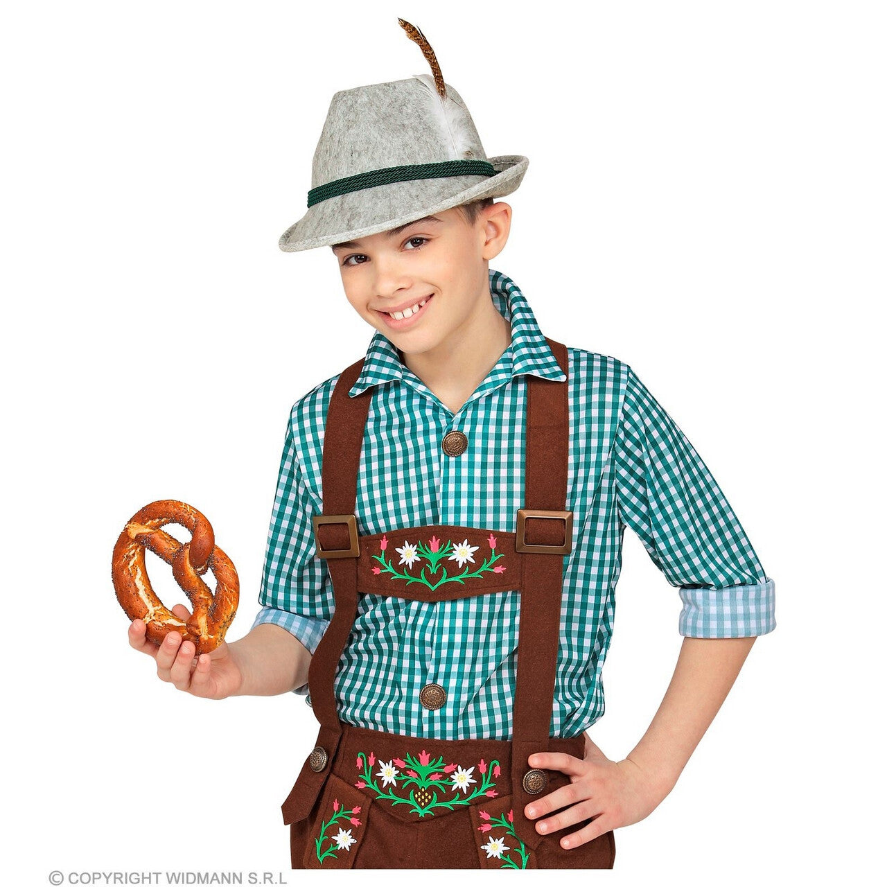 Op deze afbeelding zie je een Accessoires, van het merk Widmann. Jonge Anton Fedora Hoed Met Veer