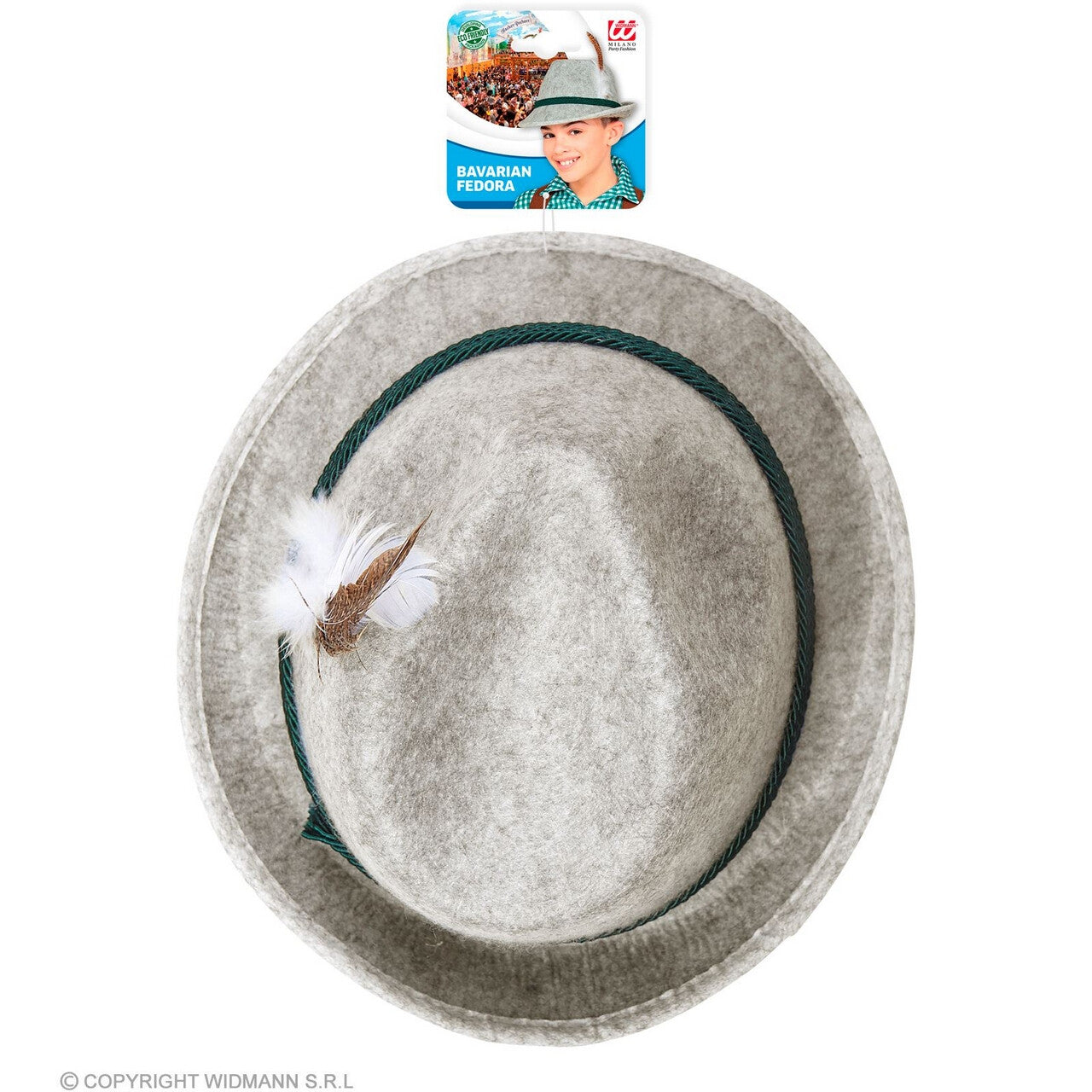 Op deze afbeelding zie je een Accessoires, van het merk Widmann. Jonge Anton Fedora Hoed Met Veer
