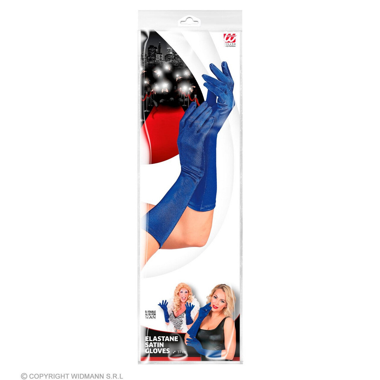 Op deze afbeelding zie je een Accessoires, van het merk Widmann. Elegante Handschoenen Satijn Elastaan 40 Centimeter Blauw