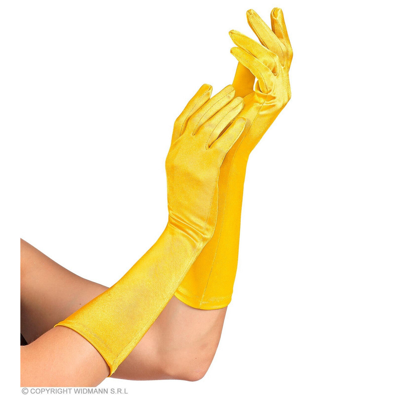 Op deze afbeelding zie je een Accessoires, van het merk Widmann. Elegante Handschoenen Satijn Elastaan 40 Centimeter Geel