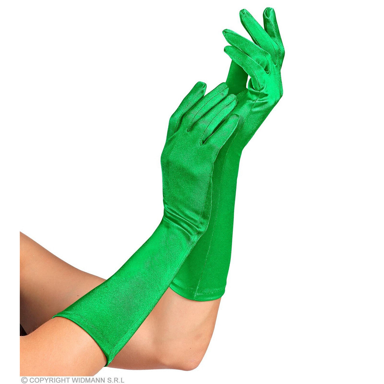 Op deze afbeelding zie je een Accessoires, van het merk Widmann. Elegante Handschoenen Satijn Elastaan 40 Centimeter Groen