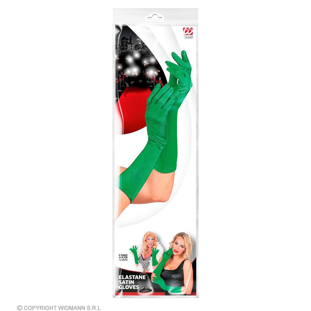 Op deze afbeelding zie je een Accessoires, van het merk Widmann. Elegante Handschoenen Satijn Elastaan 40 Centimeter Groen