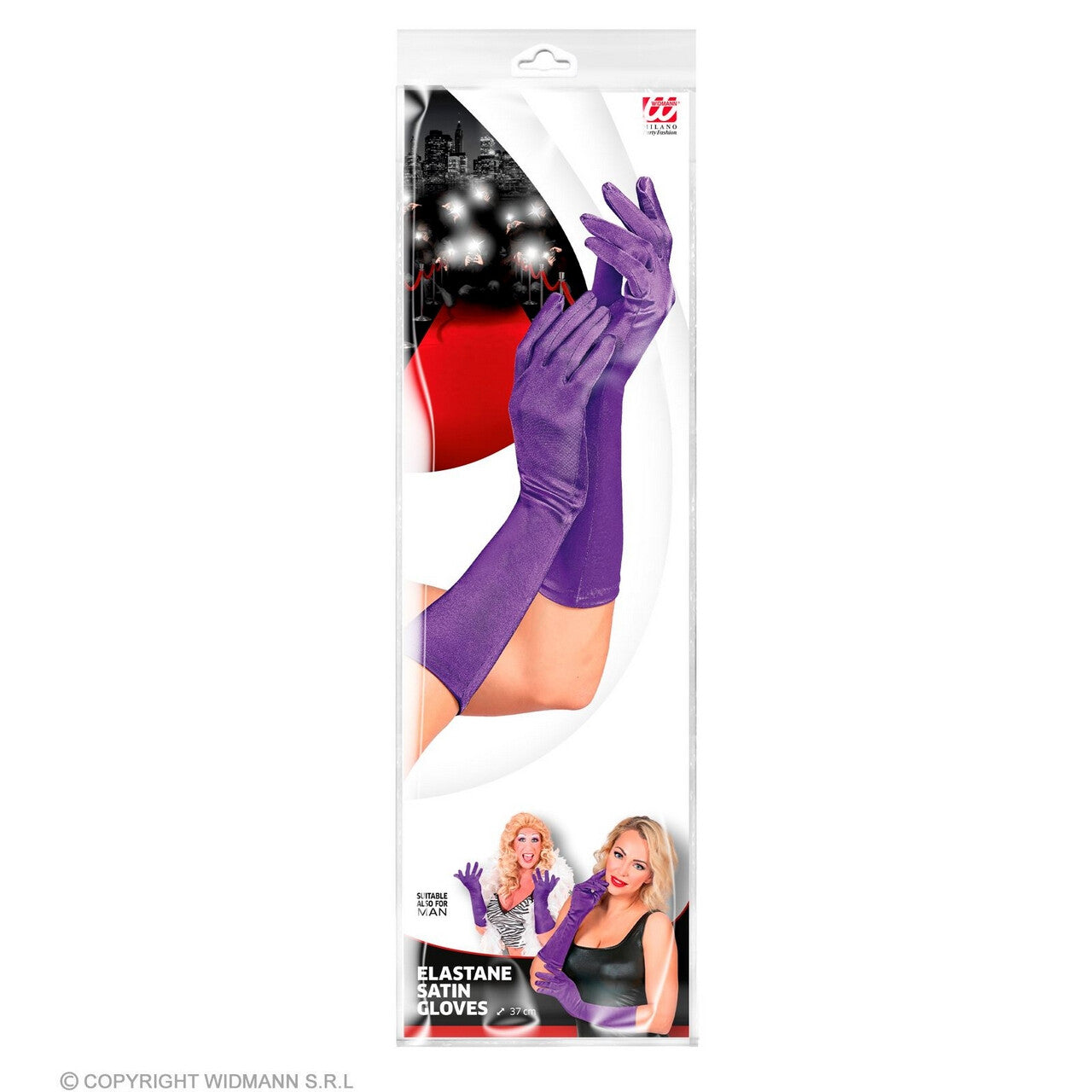 Op deze afbeelding zie je een Accessoires, van het merk Widmann. Paarse Handschoenen Satijn Elastaan 40 Centimeter Paars