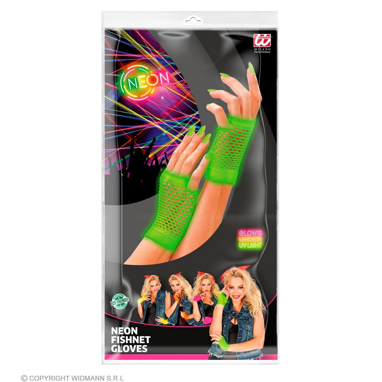 Op deze afbeelding zie je een Accessoires, van het merk Widmann. Vingerloze Handschoenen Kort Neon Groen