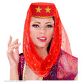 Harem Hoed Met Sluier Yasmine, Rood